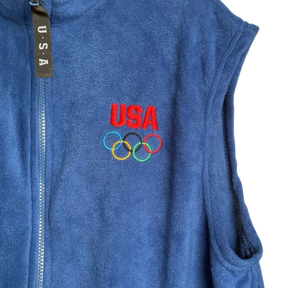 U.S. Olympic Committee USA Blue Fleece Vest Full-Zip Men's Size XL Made in USA - Picture 2 of 5